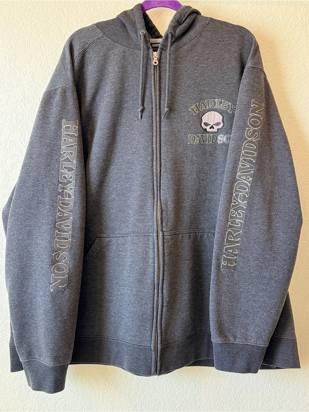 Harley-Davidson Charcoal Gray Skull Zip Hoodie